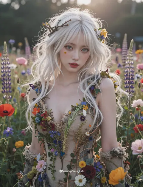 精灵花田幻想人像 JSON 提示词