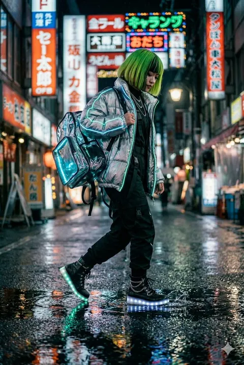 赛博朋克街头科技风穿搭图