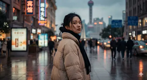 上海街头电影感女性肖像