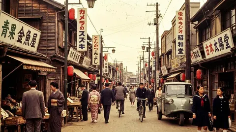 日本经济高速增长期街头图