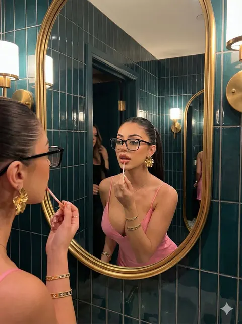 奢华浴室对镜自拍美妆大片