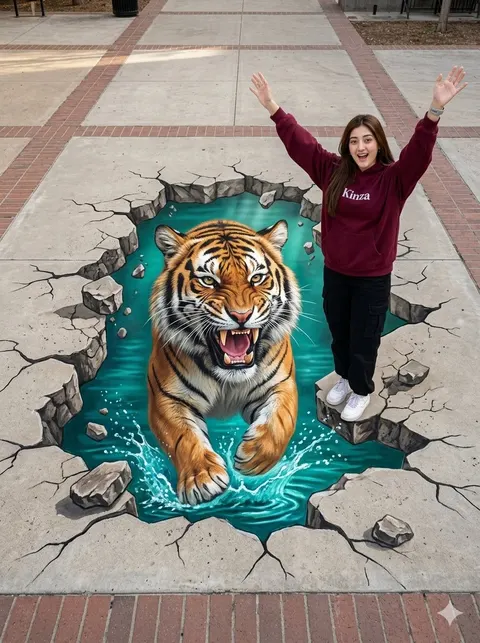 街头 3D 老虎艺术错觉