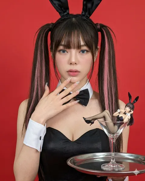 超写实黑兔女郎装束人像