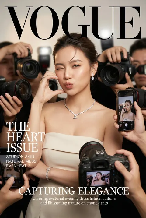 paparazzi 环绕的时尚杂志封面人像