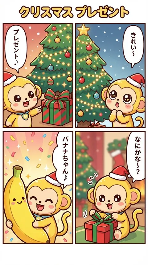圣诞礼物主题四格漫画生成