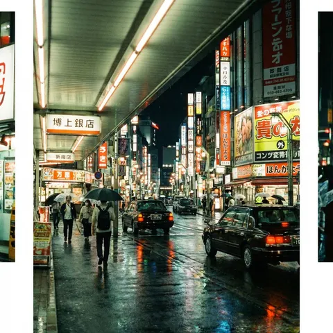 电影感东京夜景街道