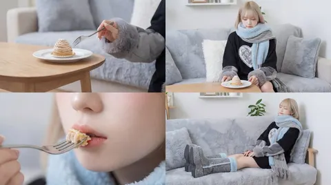 电影感女子享甜 ASMR 视频