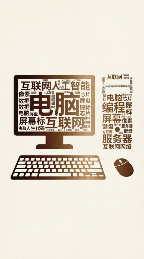 创意文字电脑剪影海报
