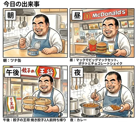 一日三餐四格漫画：从早餐到晚餐