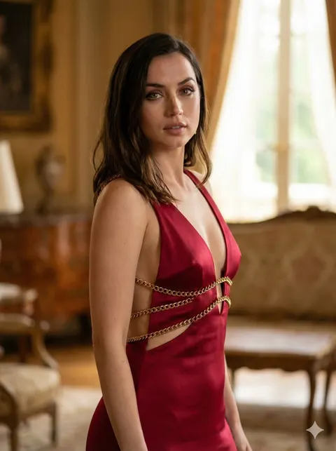 红缎裙 Ana de Armas 电影感肖像