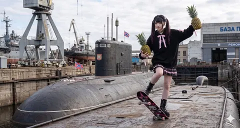 潜艇基地与和服少女超现实