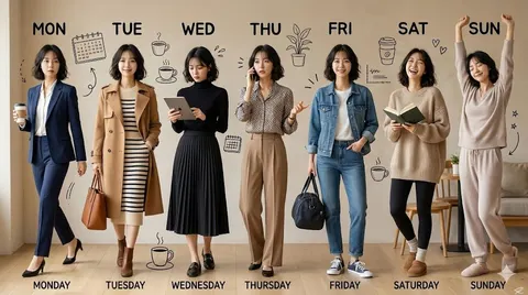 周穿搭设计平铺图