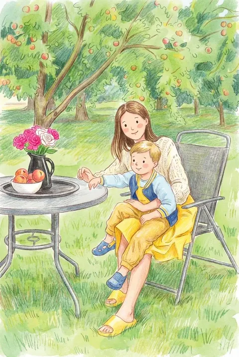 儿童绘本风格彩铅水彩插画